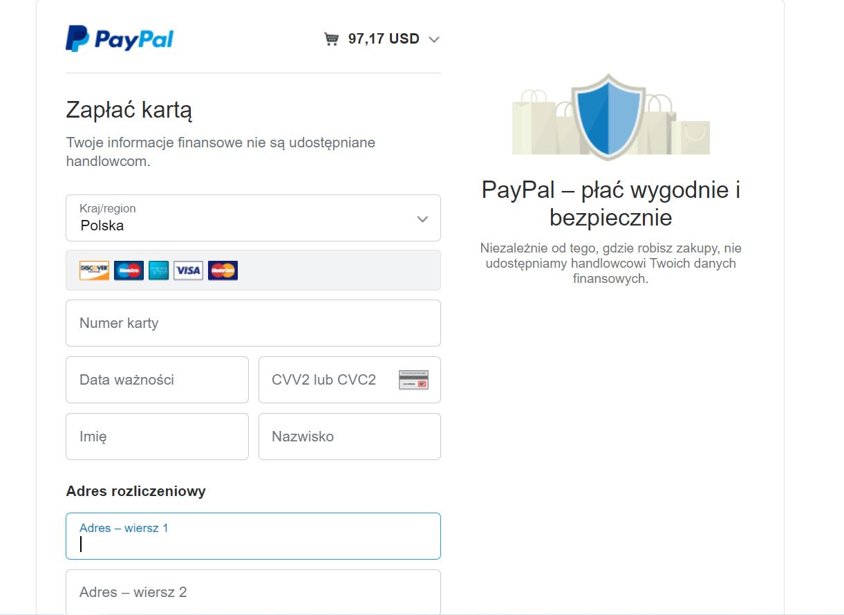 Płatność PayPal za motyw Astratic - Astratic