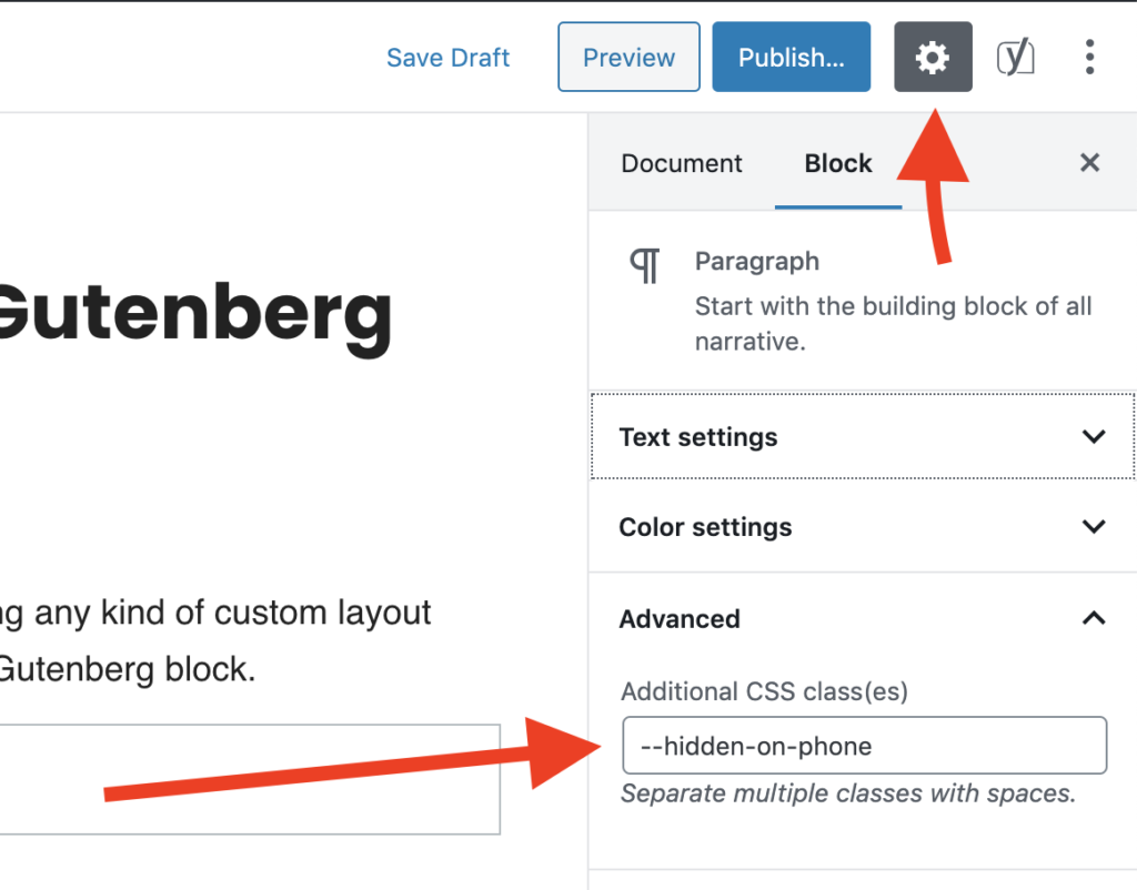 wordpress gutenberg block custom css class