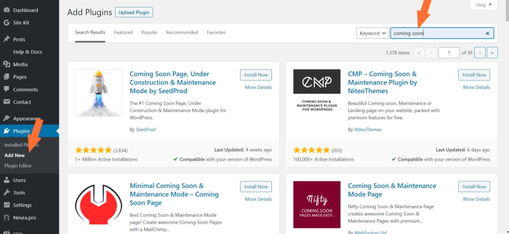 coming soon wordpress page