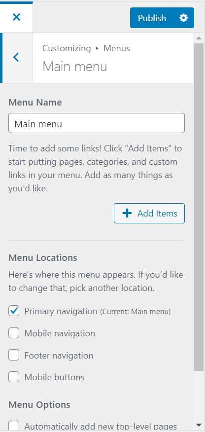 ,,Menu" in WordPress admin panel