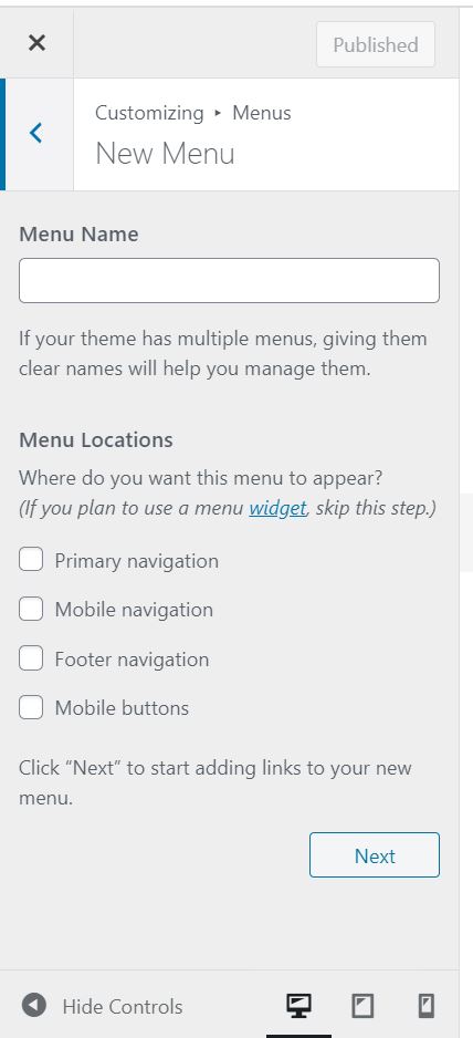 ,,Menu" in WordPress admin panel