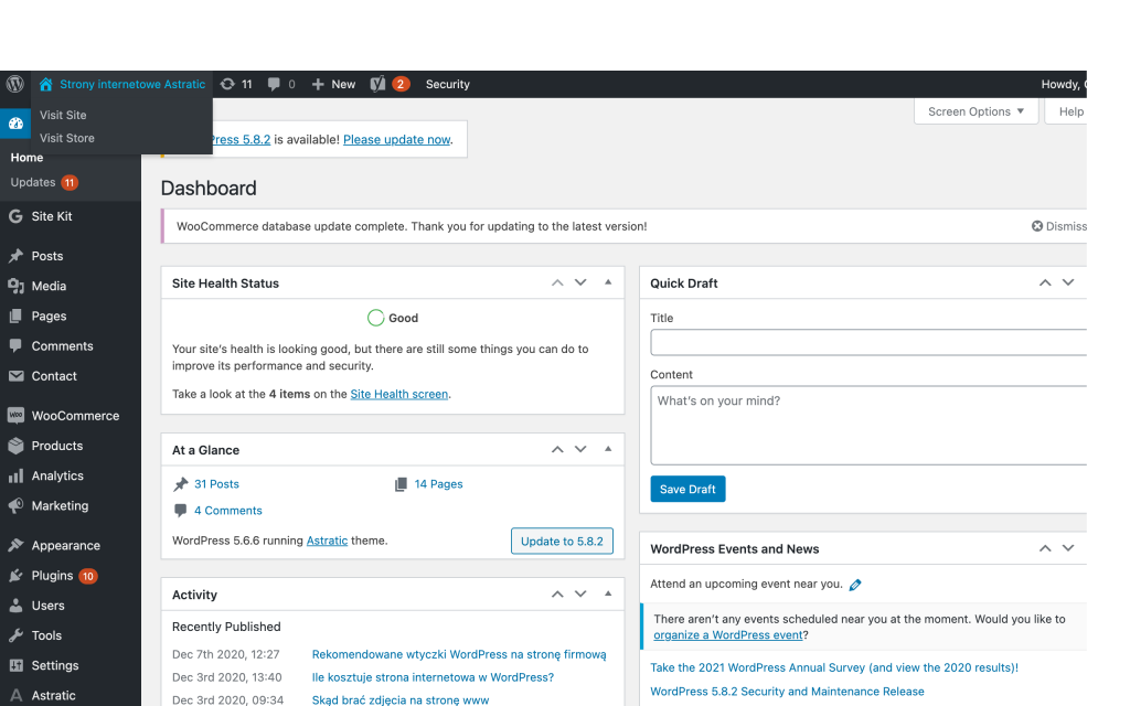 WordPress admin panel