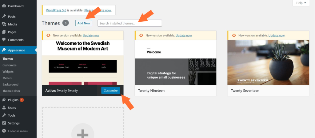 WordPress admin panel