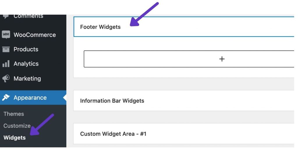 
Footer settings in the wordpress admin panel