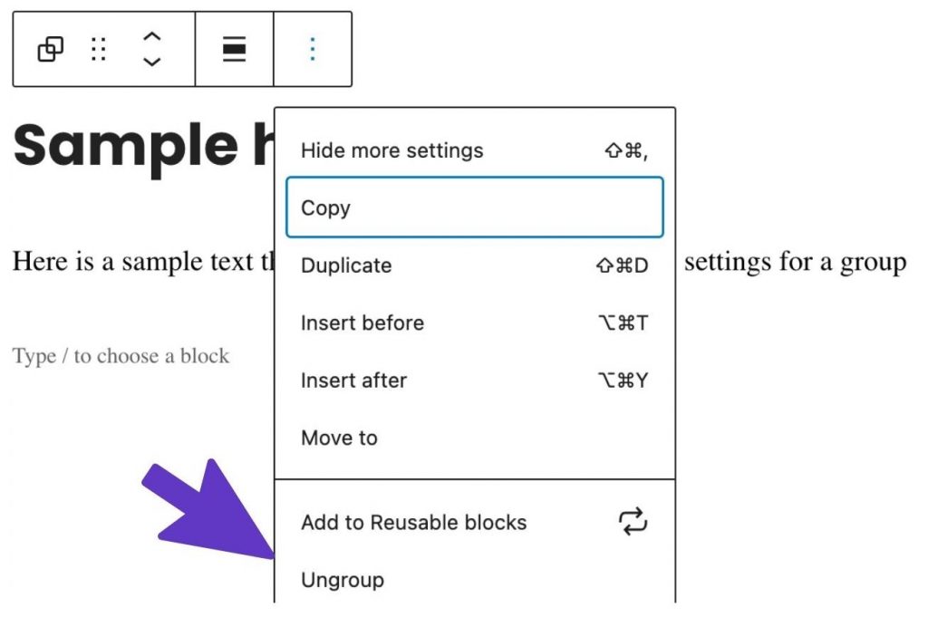 How to ungroup elements?