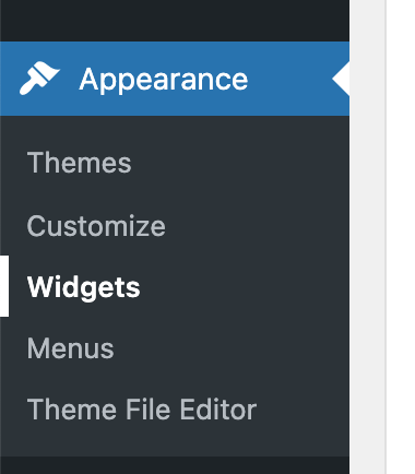 
Widget tab in the WordPress admin panel