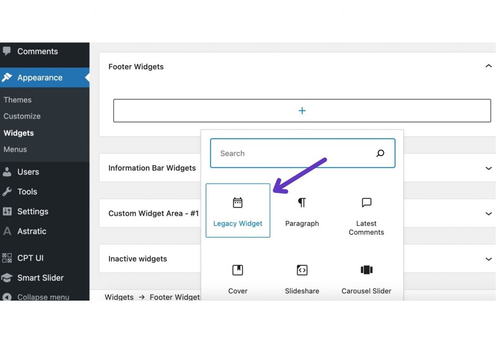 Widgets to add the navigation menu as a WordPress website widget